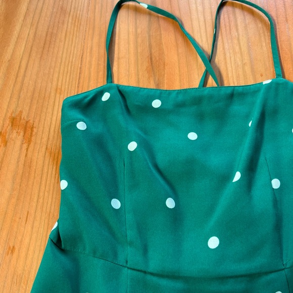 Abercrombie & Fitch Teal Polka Dot Midi Dress - Picture 2 of 7